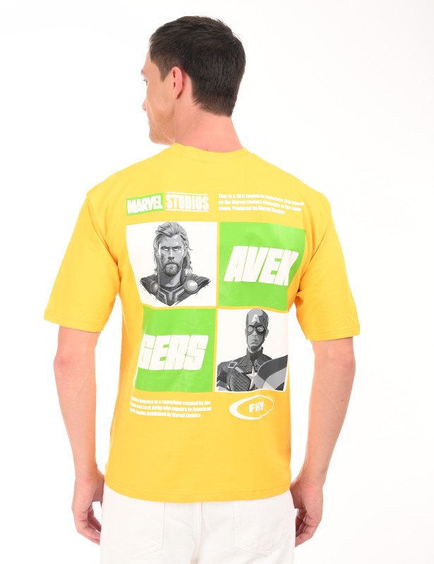 Avengers Panel Graphic Oversized T-Shirt – Marvel Yellow Edition