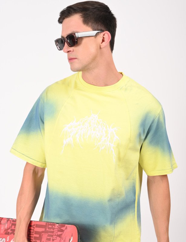 Lemon Aqua Tie-Dye Oversized T-Shirt