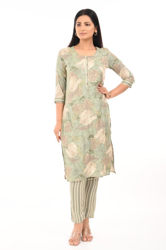 Buy One Get One - Botanical Beige & Mint Stripe Cotton Pant Combo – BOGO