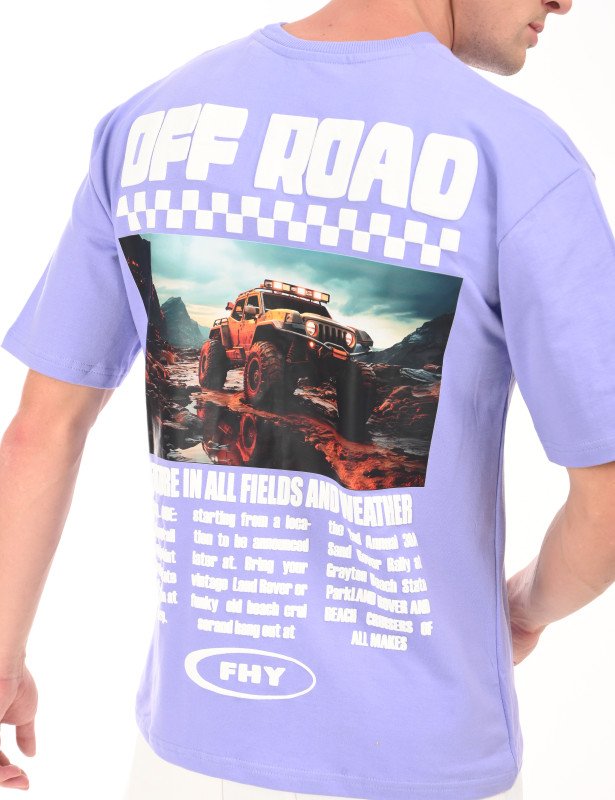 Off Road Adventure Oversized T-Shirt – Lilac with Jeep Graphic