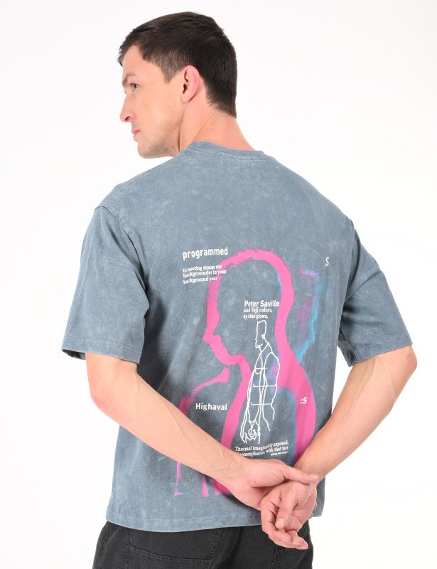 Slate Blue Oversized Graphic T-Shirt