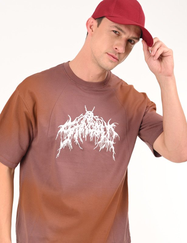 Dual-Tone Rust & Mauve Graphic T-Shirt