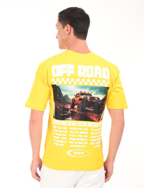 Off Road Jeep Graphic Oversized T-Shirt – Bright Yellow Edition