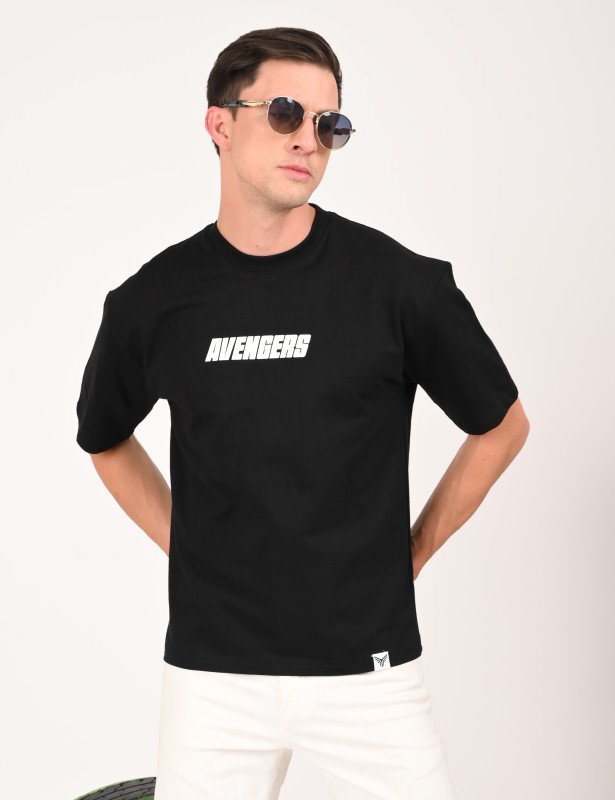 Avengers Oversized T-Shirt – Black with Neon Comic Back Print
