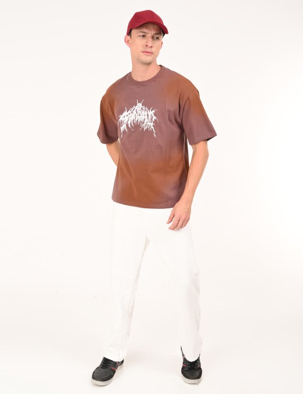 Dual-Tone Rust & Mauve Graphic T-Shirt