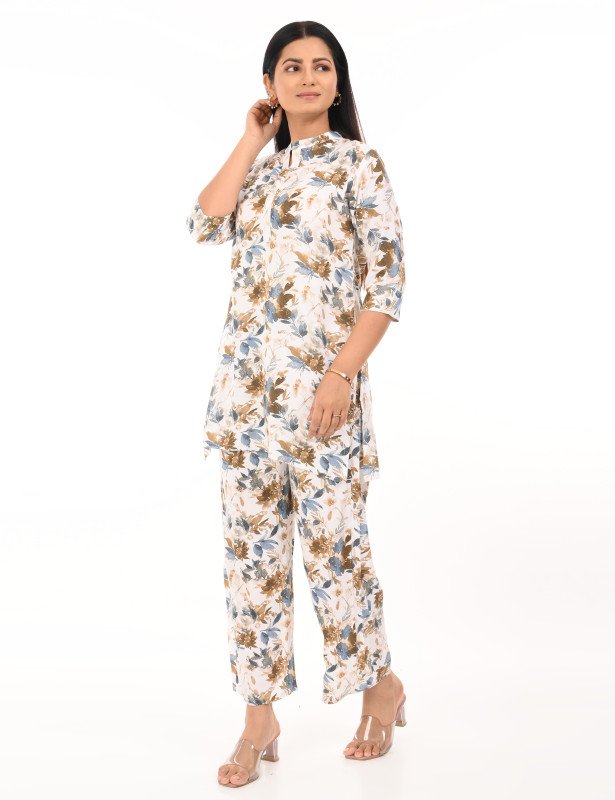 Buy One Get One Offer: Floral Ivory + Teal Leaf Print Cotton Co-ord Set (Pack of 2)
