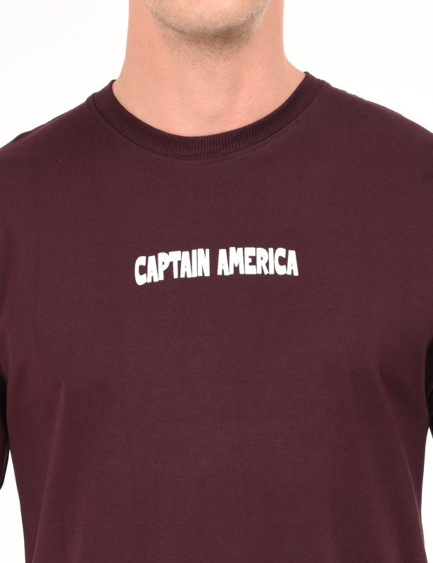 Captain America Graphic Maroon T-Shirt – (Oversized Fit)