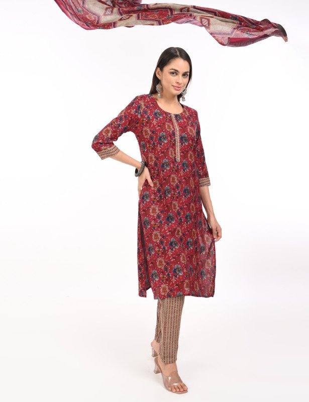 Mulberry Meadow Floral Kurta Set with Dupatta
