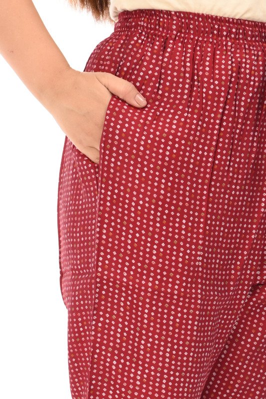Gulmor Maroon Printed Cotton Kurta Set with Dupatta