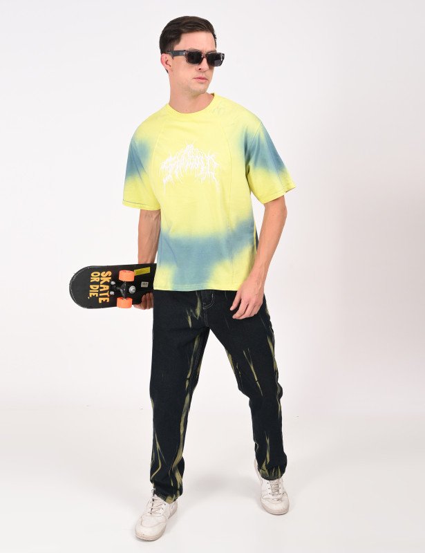 Lemon Aqua Tie-Dye Oversized T-Shirt