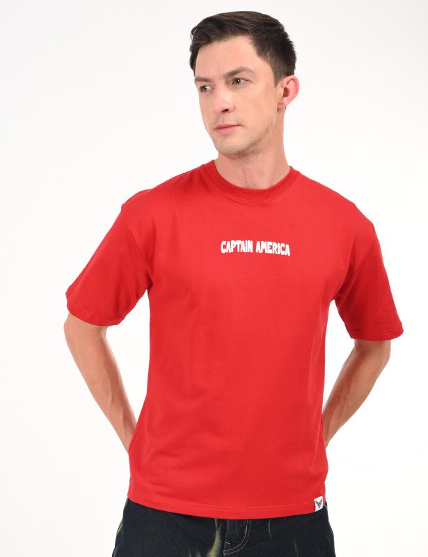 Captain America Oversized T-Shirt – Red with Marvel Back Print